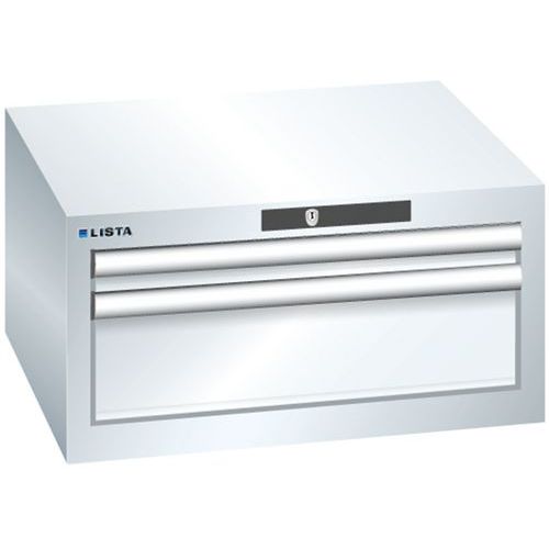 Dílenská zásuvková skříň Lista, 2 zásuvky: 1x50 + 1x 150mm, bílá