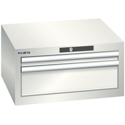 Dílenská zásuvková skříň Lista, 2 zásuvky: 1x50 + 1x 150mm, světle šedá