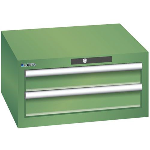 Dílenská zásuvková skříň Lista, 2 zásuvky: 2x 100 mm, zelená