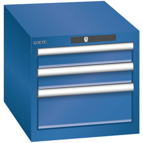 Dílenská zásuvková skřín Lista, 3 zásuvky – 2x 75mm+ 1x 150mm, tmavě modrá