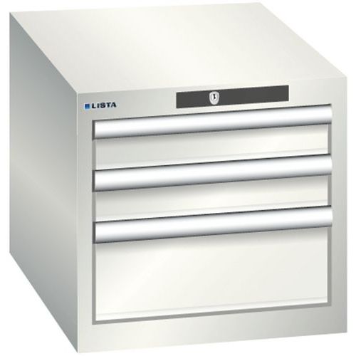 Dílenská zásuvková skřín Lista, 3 zásuvky – 2x 75mm+ 1x 150mm, světle šedá