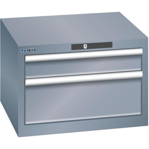 Dílenská zásuvková skříň Lista, 2 zásuvky, 564x572x383mm, tmavě šedá