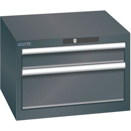 Dílenská zásuvková skříň Lista, 2 zásuvky, 564x572x383mm, černá