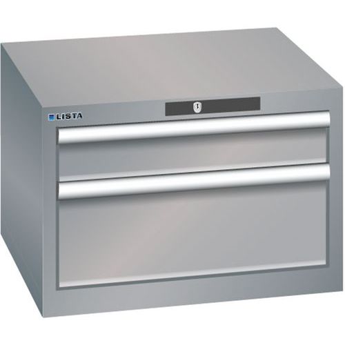 Dílenská zásuvková skříň Lista, 2 zásuvky, 564x572x383mm, šedá/stříbrná
