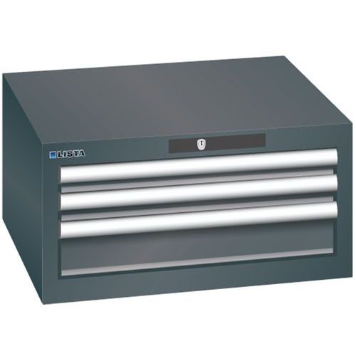 Dílenská zásuvková skříň Lista, 3 zásuvky: 2x50 + 1x 100mm, černá