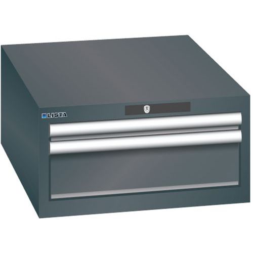 Dílenská zásuvková skříň LISTA, 2 zásuvky = 1x 50 +1x 150mm 564x725x283mm, černá