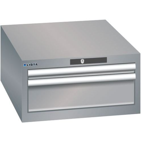 Dílenská zásuvková skříň LISTA, 2 zásuvky = 1x 50 +1x 150mm 564x725x283mm, šedá/stříbrná