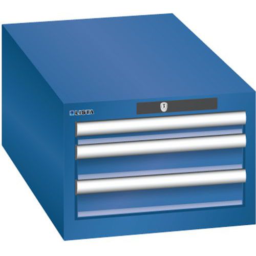 Dílenská zásuvková skříň Lista, 3 zásuvky, 411x725x283 mm, tmavě modrá