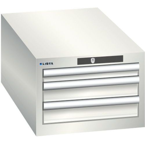 Dílenská zásuvková skříň Lista, 3 zásuvky, 411x725x283 mm, světle šedá