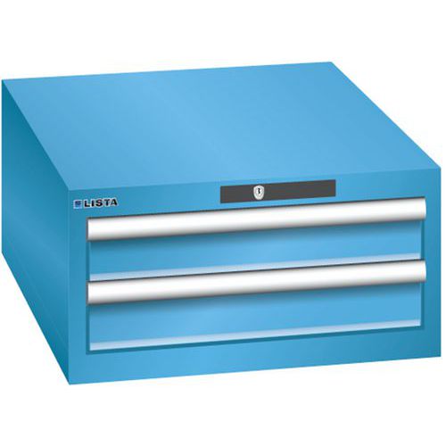 Dílenská zásuvková skříň LISTA, 2 zásuvky = 2x 100mm, 564x725x283mm, světle modrá