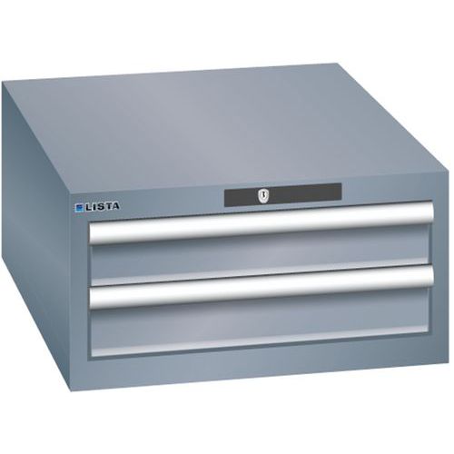 Dílenská zásuvková skříň LISTA, 2 zásuvky = 2x 100mm, 564x725x283mm, tmavě šedá