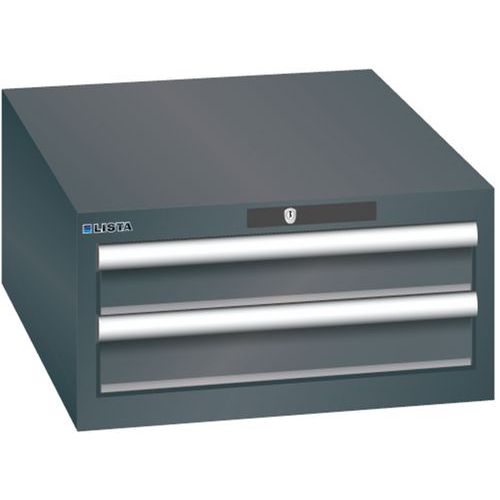 Dílenská zásuvková skříň LISTA, 2 zásuvky = 2x 100mm, 564x725x283mm, černá