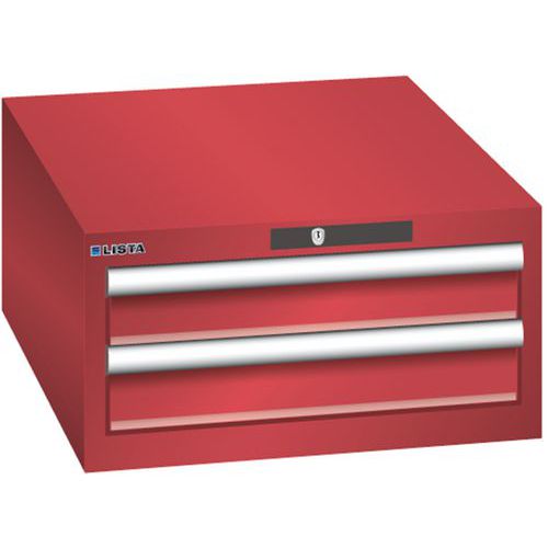 Dílenská zásuvková skříň LISTA, 2 zásuvky = 2x 100mm, 564x725x283mm, červená
