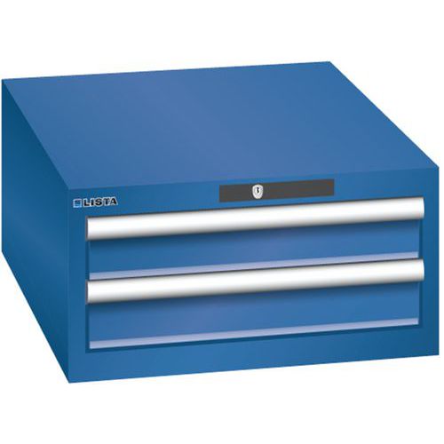 Dílenská zásuvková skříň LISTA, 2 zásuvky = 2x 100mm, 564x725x283mm, tmavě modrá