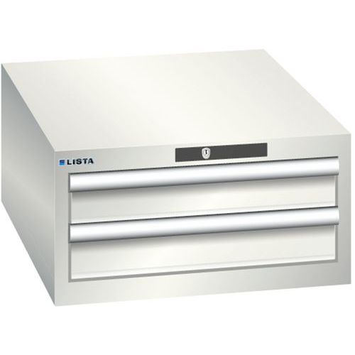 Dílenská zásuvková skříň LISTA, 2 zásuvky = 2x 100mm, 564x725x283mm, světle šedá