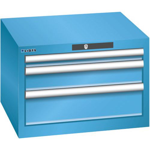 Dílenská zásuvková skříň Lista, 3  zásuvky, 564x572x383mm, světle modrá