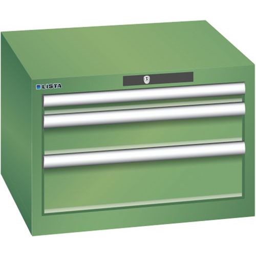 Dílenská zásuvková skříň Lista, 3  zásuvky, 564x572x383mm, zelená