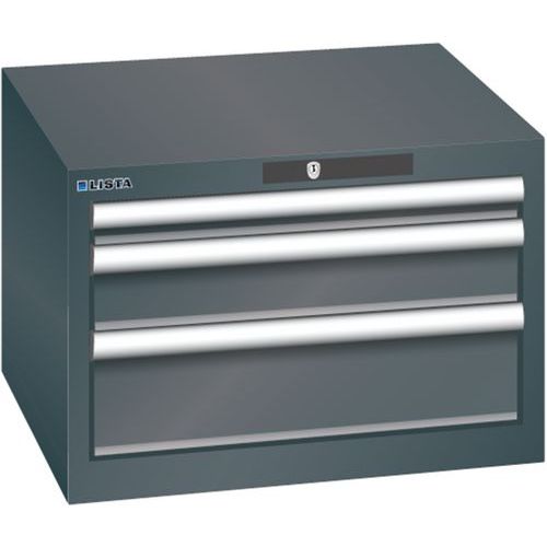 Dílenská zásuvková skříň Lista, 3  zásuvky, 564x572x383mm, černá