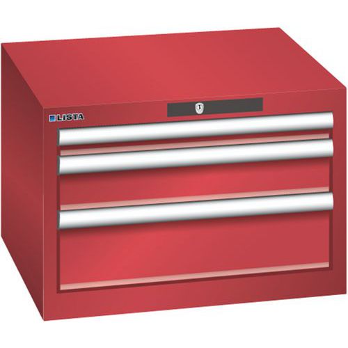 Dílenská zásuvková skříň Lista, 3  zásuvky, 564x572x383mm, červená