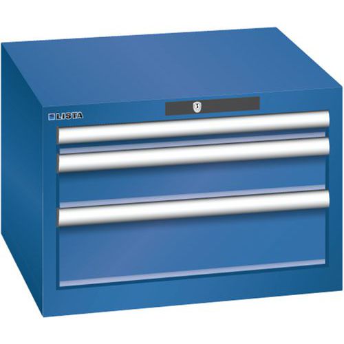Dílenská zásuvková skříň Lista, 3  zásuvky, 564x572x383mm, tmavě modrá