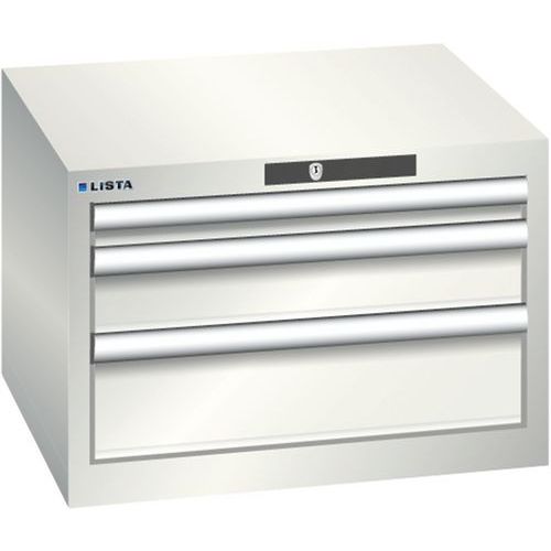 Dílenská zásuvková skříň Lista, 3  zásuvky, 564x572x383mm, světle šedá