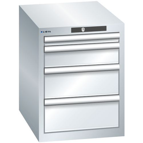 Dílenská zásuvková skřín Lista, 4 zásuvky, 411x572x533mm, šedá