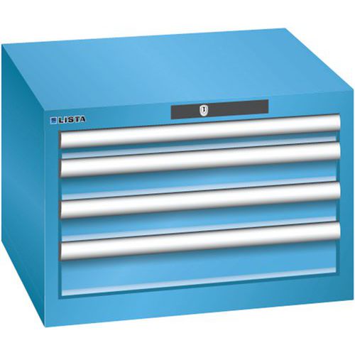 Dílenská zásuvková skříň Lista, 4  zásuvky, 564x572x383mm, světle modrá