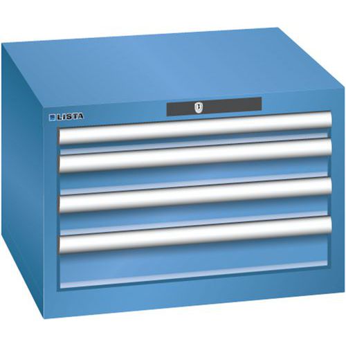 Dílenská zásuvková skříň Lista, 4  zásuvky, 564x572x383mm, modrá