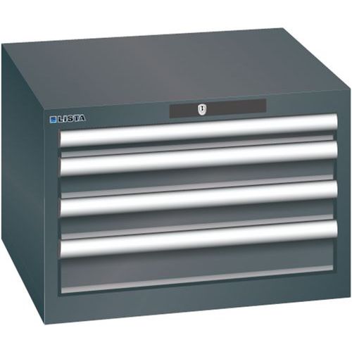 Dílenská zásuvková skříň Lista, 4  zásuvky, 564x572x383mm, černá