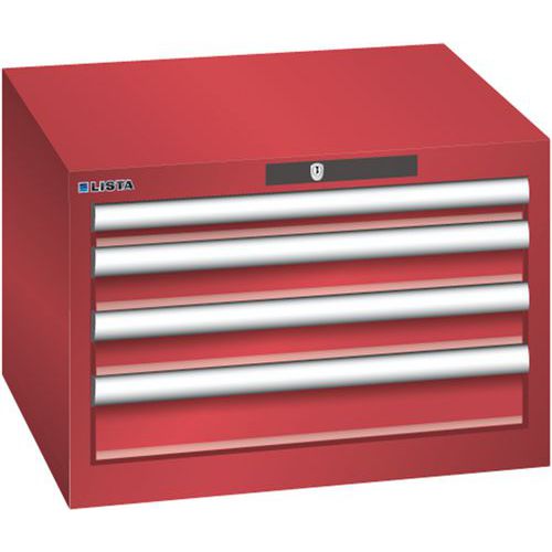 Dílenská zásuvková skříň Lista, 4  zásuvky, 564x572x383mm, červená
