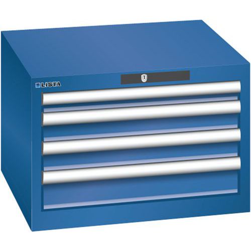 Dílenská zásuvková skříň Lista, 4  zásuvky, 564x572x383mm, tmavě modrá