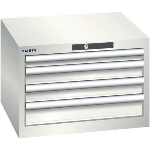 Dílenská zásuvková skříň Lista, 4  zásuvky, 564x572x383mm, světle šedá