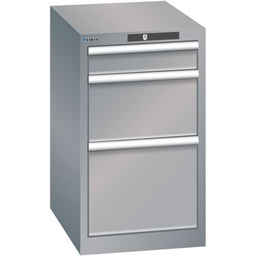 Dílenská zásuvková skříň Lista, 3 zásuvky, 411x572x700, šedá/stříbrná