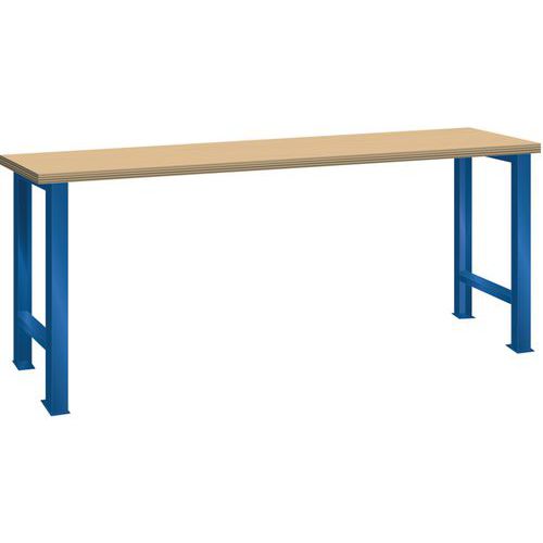 Dílenský pracovní stůl LISTA, 1500x750x840mm, nosnost 600 kg, fluorescentně modrá