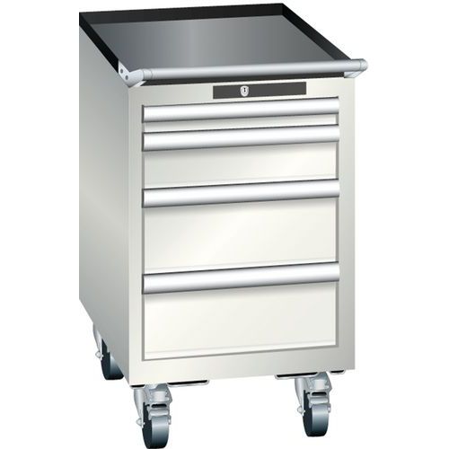 Mobilní dílenská zásuvková skříň Lista, 4 zásuvky, světle šedá