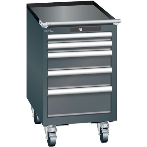 Mobilní dílenská zásuvková skříň Lista, 5 zásuvek, černá