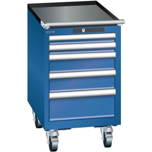 Mobilní dílenská zásuvková skříň Lista, 5 zásuvek, tmavě modrá