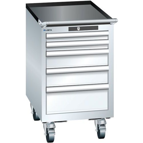 Mobilní dílenská zásuvková skříň Lista, 5 zásuvek, bílá