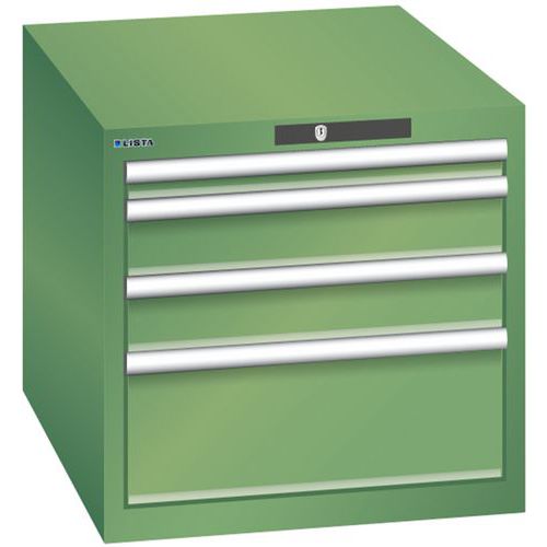Dílenská zásuvková skříň LISTA, 564x725x533mm, 4 zásuvky, zelená