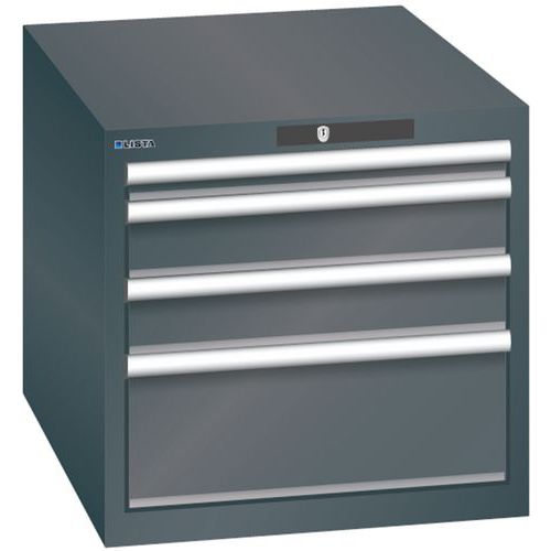 Dílenská zásuvková skříň LISTA, 564x725x533mm, 4 zásuvky, černá