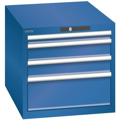 Dílenská zásuvková skříň LISTA, 564x725x533mm, 4 zásuvky, tmavě modrá