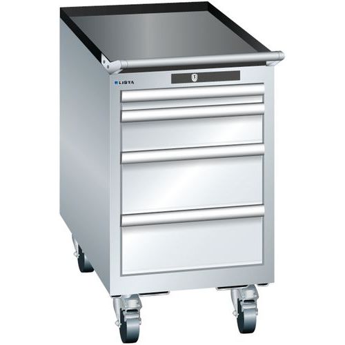 Mobilní dílenská zásuvková skříň Lista, 4 zásuvky, 411x725x723 mm, šedá