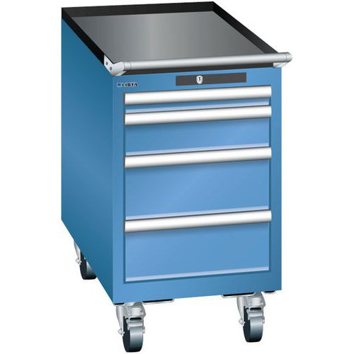 Mobilní dílenská zásuvková skříň Lista, 4 zásuvky, 411x725x723 mm, modrá