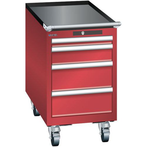 Mobilní dílenská zásuvková skříň Lista, 4 zásuvky, 411x725x723 mm, červená