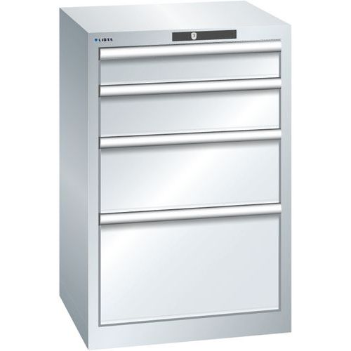 Dílenská zásuvková skříň Lista, 4 zásuvky, 564x572x850mm, šedá