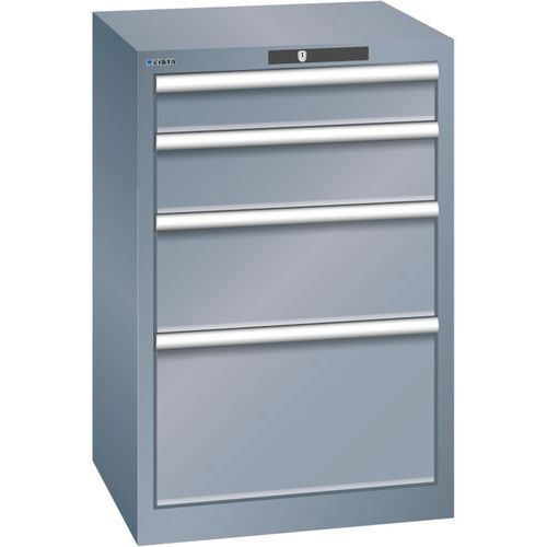 Dílenská zásuvková skříň Lista, 4 zásuvky, 564x572x850mm, tmavě šedá