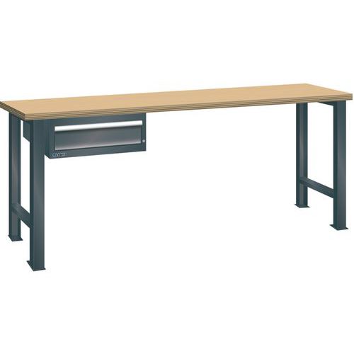Dílenský pracovní stůl LISTA, 1500x750x890mm, 1 zásuvka, nosnost 600 kg, černá