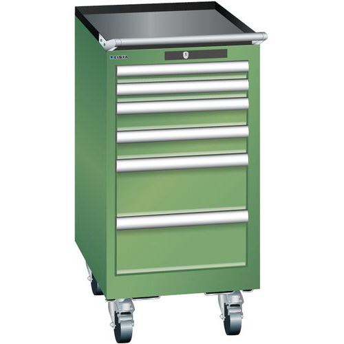 Mobilní dílenská zásuvková skříň Lista, 6 zásuvek, zelená