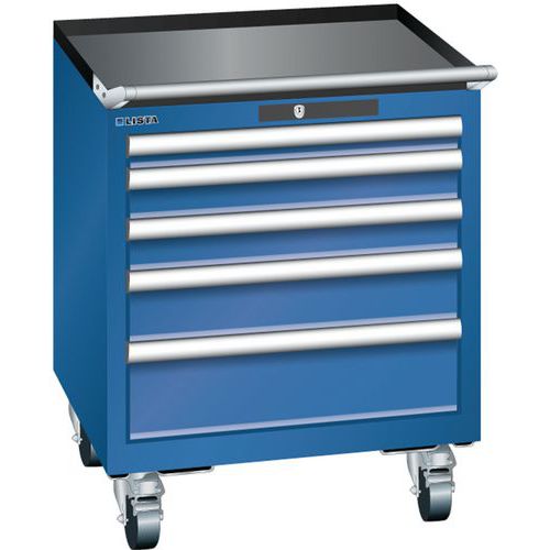 Mobilní dílenská zásuvková skříň LISTA, 411x725x723 mm, 5 zásuvek, tmavě modrá