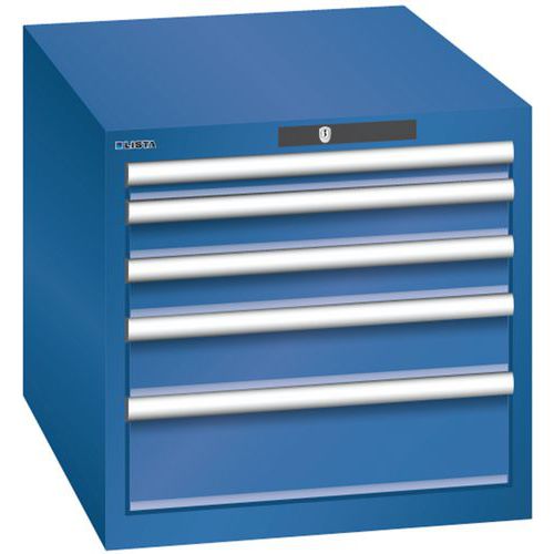 Dílenská zásuvková skříň LISTA, 564x725x533mm, 5 zásuvky, tmavě modrá